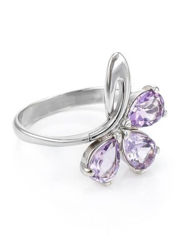Bright Amethyst Silver Ring The Flora, Ring Size: 11.5 / 21, image 