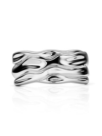 Wavy Textured Silver Band Ring, Ring Size: 6.5 / 17, image , picture 3