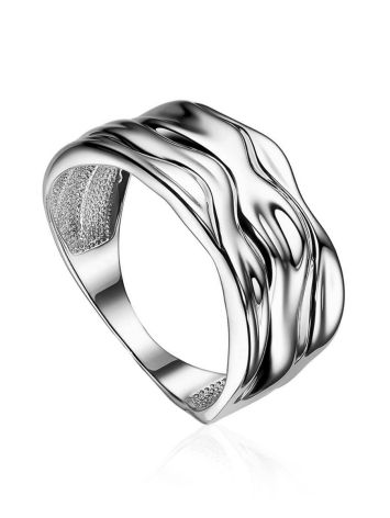 Wavy Textured Silver Band Ring, Ring Size: 8 / 18, image 
