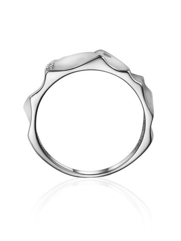 Elegantly Sculpted Silver Crystal Ring, Ring Size: 6.5 / 17, image , picture 4