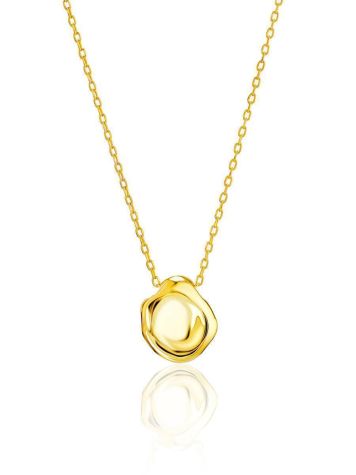 18ct Gold on Sterling Silver Textured Disk Pendant Necklace The Liquid, image 
