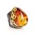Bold Handcrafted Cocktail Ring With Cognac Amber In Gold-Plated Silver The Sirena, Ring Size: Adjustable, image 