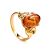 Cognac Amber Ring In Gold-Plated Silver The Prussia, Ring Size: 5 / 15.5, image 