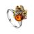 Bold Muticolor Gold-Plated Ring With Amber And Crystals The Beatrice, Ring Size: 4 / 15, image 