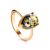 Green Amber Ring In Gold-Plated Silver The Twinkle, Ring Size: 4 / 15, image 