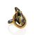 Adjustable Gold-Plated Ring With Green Amber The Triumph, Ring Size: Adjustable, image 