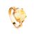 Classy Honey Amber Ring In Gold-Plated Silver The Shanghai, Ring Size: 5 / 15.5, image 