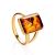 Gold-Plated Ring With Cognac Amber The Copenhagen, Ring Size: 5.5 / 16, image 