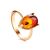 Cognac Amber Ring In Gold-Plated Silver The Twinkle, Ring Size: 4 / 15, image 