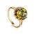 Gold-Plated Ring With Green Amber The Brunia, Ring Size: 3.5 / 14.5, image 