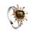 Gold-Plated Ring With Green Amber Stone The Helios, Ring Size: 3.5 / 14.5, image 