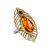 Bohemian Chic Amber Ring In Gold-Plated Silver The Peacock Feather, Ring Size: 5 / 15.5, image 