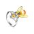 Cocktail Amber Ring In Gold-Plated Silver The Bee, Ring Size: 3.5 / 14.5, image 