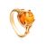 Classy Cognac Amber Ring In Gold-Plated Silver The Shanghai, Ring Size: 5 / 15.5, image 