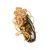 Charming Handmade Green Amber Ring In Gold-Plated Silver The Dew, Ring Size: Adjustable, image 
