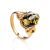 Green Amber Ring In Gold-Plated Silver The Prussia, Ring Size: 5 / 15.5, image 