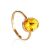Chic Amber Gold Ring With Insect Inclusion The Clio, Ring Size: 6.5 / 17, image 