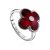 Enamel Clover Shaped Ring With Diamond The Heritage, Ring Size: 8 / 18, image 
