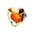 Multicolor Amber Ring In Gold-Plated Silver The Symphony, Ring Size: 6.5 / 17, image 