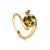 Green Amber Ring In Gold-Plated Silver The Sphere, Ring Size: 4 / 15, image 