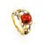 Fabulous Amber Ring In Gold-Plated Silver The Turandot, Ring Size: 5 / 15.5, image 