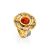 Adjustable Cognac Amber Ring In Gold-Plated Silver The Aida, Ring Size: Adjustable, image 