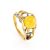 Bold Gold-Plated Ring With Honey Amber The Turandot, Ring Size: 5.5 / 16, image 