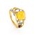 Bold Gold-Plated Ring With Honey Amber The Turandot, Ring Size: 6 / 16.5, image 
