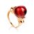 Cherry Amber Ring In Gold-Plated Silver The Saturn, Ring Size: 5 / 15.5, image 