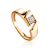 Statement Golden Ring With Solitaire Crystal, Ring Size: 6.5 / 17, image 