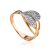 Leaf Motif Gold Crystal Ring, Ring Size: 8.5 / 18.5, image 