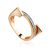 Futuristic Style Golden Ring With Crystal Row, Ring Size: 7 / 17.5, image 