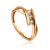 Twisted Golden Ring With Three Crystals, Ring Size: 8 / 18, image 