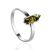 Minimalist Design Silver Amber Ring, Ring Size: 5 / 15.5, image 