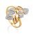 Floral Design Gold Crystal Ring, Ring Size: 12 / 21.5, image 
