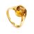Trendy Golden Ring With Round Citrine Centerpiece, Ring Size: 6.5 / 17, image 
