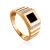 Geometric Golden Signet Ring With Crystals, Ring Size: 11.5 / 21, image 