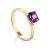 Stylish Gold Amethyst Ring, Ring Size: 8 / 18, image 