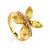 Luminous Citrine Butterfly Golden Ring, Ring Size: 8.5 / 18.5, image 