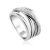 Trendy Criss Cross Design Silver Crystal Ring, Ring Size: 6 / 16.5, image 