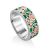 Bright Silver Enamel Band Ring With Crystals, Ring Size: 8 / 18, image 