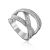 Trendy Silver Crystal Trinity Ring, Ring Size: 8 / 18, image 