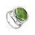 Voluminous Silver Ring With Green Vesuvianite Centerpiece, Ring Size: 8.5 / 18.5, image 