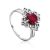 Ornate Silver Ruby Ring With Crystals, Ring Size: 8.5 / 18.5, image 