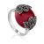 Art Deco Style Silver Agate Ring With Marcasites The Lace, Ring Size: 8 / 18, image 