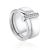 Chic Silver Ceramic Band Ring With Crystals, Ring Size: 5.5 / 16, image 