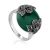 Art Deco Style Silver Agate Ring With Marcasites The Lace, Ring Size: 6.5 / 17, image 