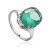Silver Ring With Oval Green Agate Centerpiece, Ring Size: 9 / 19, image 