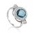 Stylish Silver Ring With Topaz And Crystals, Ring Size: 7 / 17.5, image 