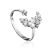 Crescent Motif Silver Crystal Ring, Ring Size: 6.5 / 17, image 